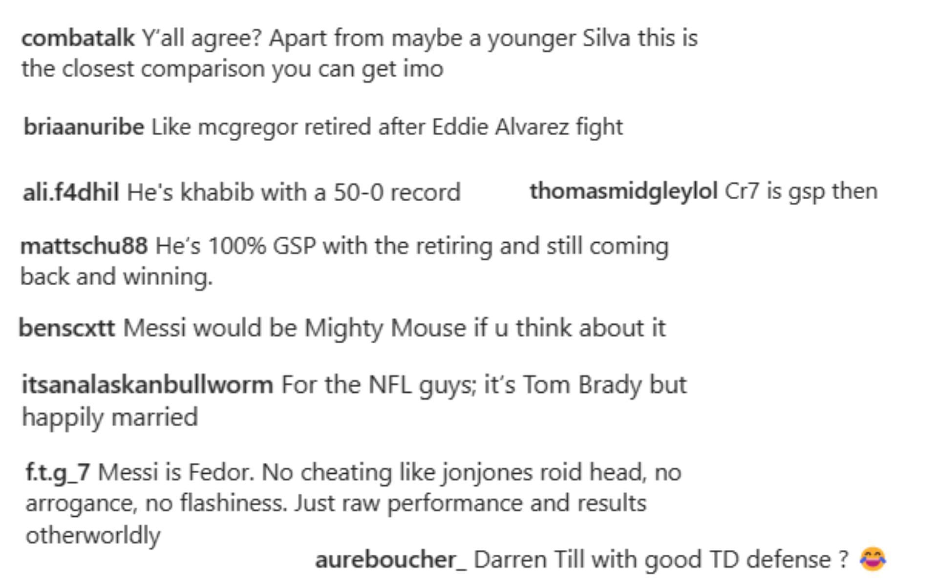 Screenshots of comments from @CombaTalk post on Instagram.